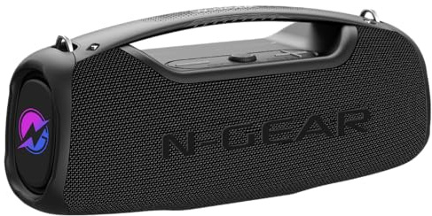 N-Gear NRG 500 Outdoor Bluetooth Speaker, Portable with Sound and Light Party System, Bluetooth Box with Microphone, 500W Music Box, Bluetooth, Water Resistant, 8 Hours
