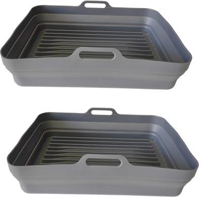 Lot de 2 moules rectangulaires pour friteuse à air Compatible avec friteuse à air Cecofry Dual 9000 Ustensiles pour Air Fryer, Micro-Ondes, Four, Silicone