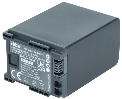 vhbw batteria sostituisce Canon BP-828, 2740B002, BP-827 per videocamera camcorder (2400mAh, 7,2V, Li-Ion) con infochip