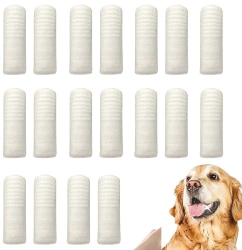 Landrain 18 Stück Fingerzahnbürste Hund, Wiederverwendbar Fingerlinge Hunde Zahnpflege, Hundezahnbürste Fingerling