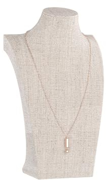 KunGe Necklace Bust Display Stand, Bust Necklace Holder, Pendant Chain Organizer for Women (Yellow Linen, S 1PCS)