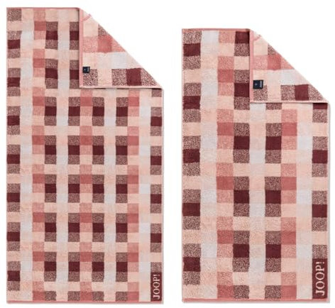 Joop! Handtücher Vibe 1699 22 Puder Karo Kariert Gemustert Rosa Rot Beige Handtuch Duschtuch Frottiertücher, Größe:Handtuch 50x100 cm