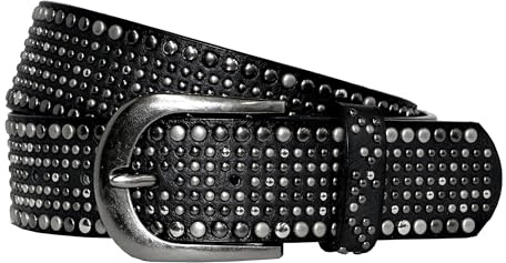 Best Emilie Cinturón para mujer con remaches – Cinturón vintage – Cinturón vaquero en 15 colores – Longitud 80 hasta 105, Negro , 85 (Passt Taillenumfang 87 bis 92 cm.)