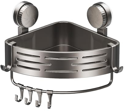 Suction Cup Shower Basket - Suction Cup Triangle Shower Storage Rack,Organizer Space Saving for Toilet Bathtub Sink Kitchen Bathroom Restroom Dorm Laundry Room Shampoo Apartment