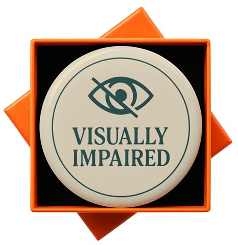 JNSVIEA Durable Visually Impaired Pin Badge Button, Invisible Disability Badge, Eyesight Blind Information Disability Communication Tool, Pin for Visually Impaired Button with Gift Box, 2.3 Inch