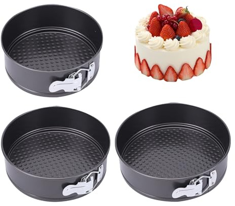 3 Stück Kuchenform, 18cm/20cm/22cm Springform Set Auslaufsicher Backform Rund Tortenform mit Abnehmbar Boden für Backen Verschiedener Kuchen unt Brot (anthrazit)