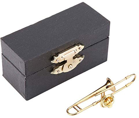 Spilla per Strumenti Musicali, Spilla a Forma di Tromba in Trombone, Mini spilla per strumento musicale unica placcata in oro decorazione regalo con scatola Per La Festa di Nozze(trombone)