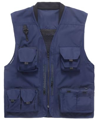 Daoba Homme Femme Multi-Poches Gilets de pêche Débardeur Veste de Loisirs Gilet de Plein air Veste sans Manches pour Vest de Sport Gilet Journaliste