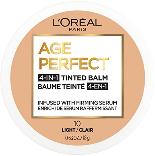 L'oreal Paris Age Perfect 4-in-1 Tinted Balm, Anti-Ageing Foundation, Unique Formula with Firming Face Serum That Minimises Imperfections and Evens Tone, Light 10, 0.609 Fl. oz.