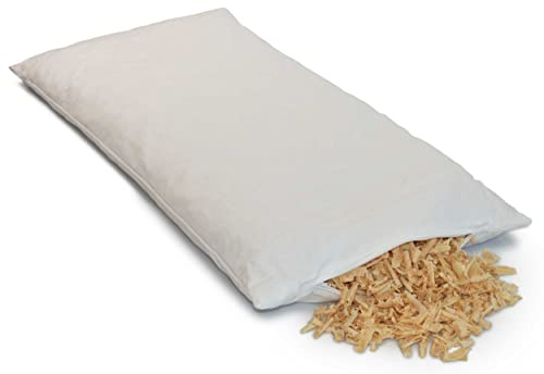 Giraffenland Grande cuscino di cirmolo 40x80cm - cotone spigato bianco, direttamente riempito - Cuscino ai trucioli di pino cembro - Guanciale
