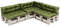 MOLTICO Palettenkissen Palettenauflagen Gesteppt Wasserdicht - Indoor und Outdoor - Set 7X: 3X Sitzkissen 120x80x14 cm, 3X Rückenkissen 120x40x14 cm und Seitenkissen 70x40x 14 cm - Grün