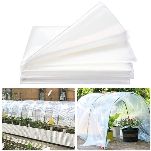 DAZZTIME 3x10M Bâche de Protection en Polyéthylène,Film à Effet De Serre,Bache Plastique Transparente,Résistant Couverture de Polytunnel,pour Protection Serre de Plante de Jardin(200Mu/1000G)