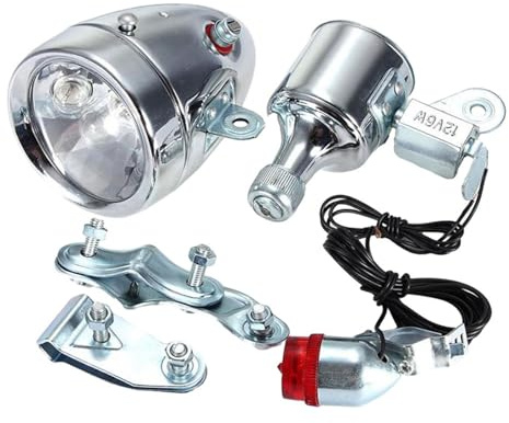 QSTDGVPW Dynamo Bicycle Light Set Friction Generator Safe with Included Wiring Headlight Tail Lights Set, Style A