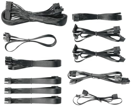 Nfortec Sagitta PSU-Kabel-Set, 850 W, Kabelmanagement, modulare Stromversorgung, zertifizierte Erweiterung, 24-polige ATX-Anschlüsse, SATA PCI-E (6 + 2 Pin), EPS (8-polig), RGB-Kabel