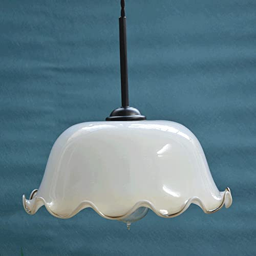 CXEGCCUF Emerald Green Rolled Edge Glass Chandelier Nordic Modern Creative Pendent Lamp Living Room Bedroom E27 Hanging Pendant Light Interior Home Decoration Ceiling Pendent Lamp Peace