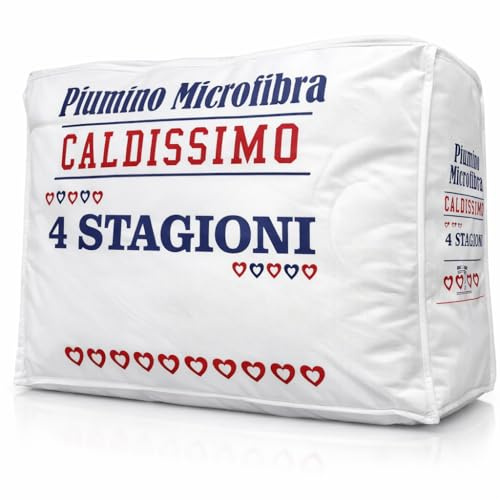 Home Tresor Piumino 4 Stagioni, Piumone Piazza e Mezza Doppio Autunnale Invernale Caldo e Soffice in Fibra Imbottito mod. JEFF Una piazza e mezzo 200x200 cm. - Bianco