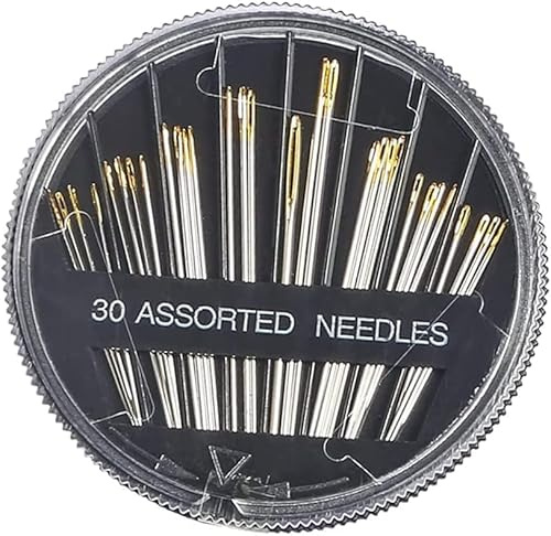 30Pcs Hand Sewing Needles, Handle Sewing Kit, Assorted Sizes for Embroidery Mending Craft Sew Case, Cross-Stitch, and DIY Projects