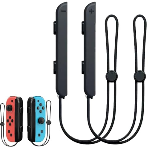 LEIBOCHAO Dragonnes pour Manette, 1 Paire Dragonne Switch,Bracelet Contrôleur Réglable Noir, Accessoire de Remplacement Portable pour NS Jeux, Facile à Installer Utiliser(Fer)