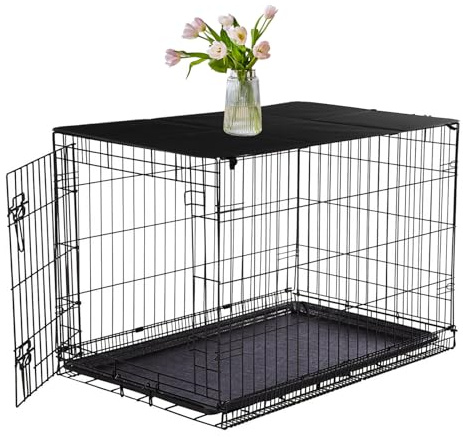 Pethiy Dog Crate Topper oxford cloth for Cages Collapsible Pet Crate Table Topper,Fits Most 24-48 inch Dog Crates (Dog Crate Not Include)-Black-30
