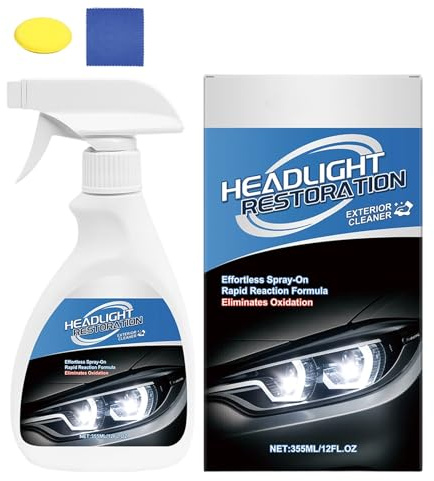 Kit de restaurateur de phares automobiles, kit de restaurateur d'objectif facile à utiliser avec spray, éponge et serviette de rénovation, restaure la clarté des phares, améliore la visibilité nocturn