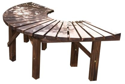 Genérico Banco De Árbol Envolvente, Bancos Curvos De Madera, Asiento Semicircular, Muebles De Exterior For Patio,Terraza,Césped,Jardín,Piscina