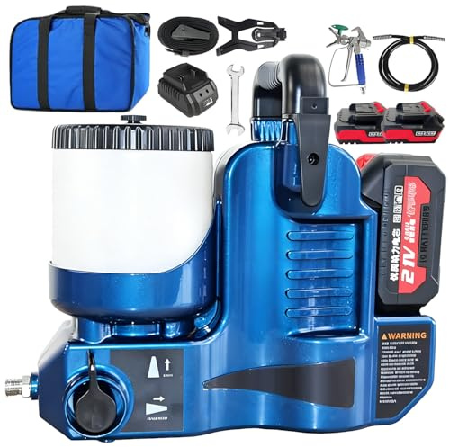 Pulverizador De Pintura 750 W, Pulverizador De Pintura Sin Aire, Con Capacidad De 1,2 L, Presión Ajustable En 6 Niveles, Manguera De 1,80 M Y Dos Baterías De 21 V, 12,5 Mpa, Caudal De 2 L/Min