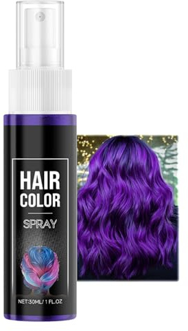 Tinte para el cabello, color temporal lila, color morado, spray de color instantáneo, no pegajoso, lavable, coloraciones para el cabello, spray de color para el cabello, carnaval, Halloween, cosplay