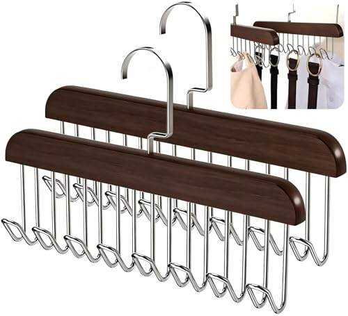 2 Pièces Porte-Ceinture en Bois Robust, Cintre en pour Ceintures