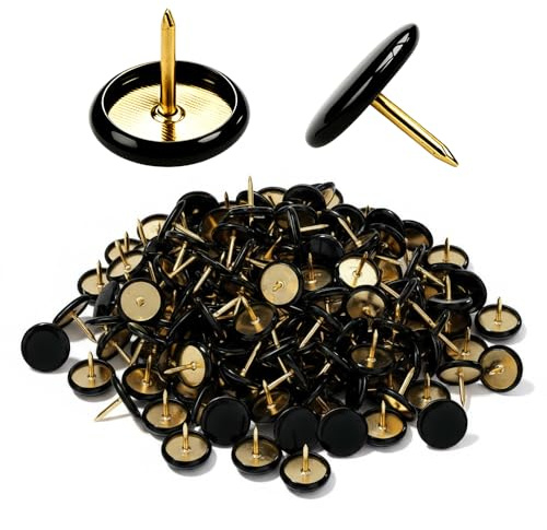 200 Pezzi Puntine da Disegno Nero 10 X 10 MM,Puntine Testa Piatta,HMCEY Puntines per Lavagna Sughero,Puntina Decorativae In Metallo,Chiodi Tappezzeria,Puntines da Muro Rotonde per Ufficio, Casa