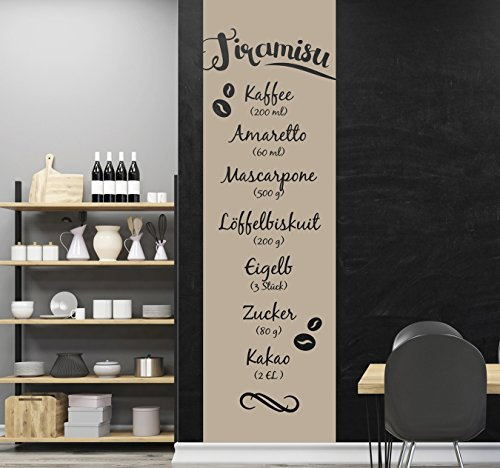 tjapalo® bei-pkm145 Wandtattoo Küche Rezept Wandtattoo Tiramisu Wandbanner kochen Esszimmer Wandaufkleber Rezept Tiramisu (Höhe 100 x Breite 23 cm)