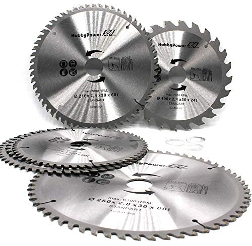 Lama per sega circolare, 210 x 30 mm, 60 denti, ideale per legno, faggio, legno squadrato, pannelli profilati, plastica compatibile con Bosch, Metabo, Einhell, Güde Säge Kapp, sega circolare da tavolo