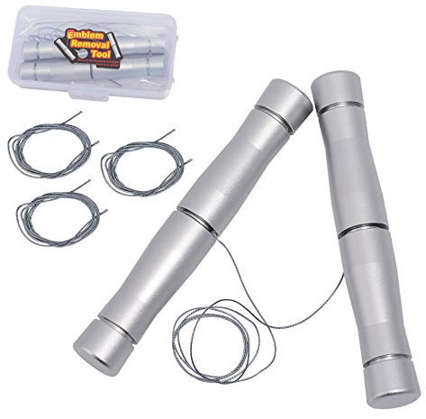 EHDIS Car Emblem Removal Tool with 3pcs PE line and 2 Aluminum Handles, Logo Plate Remover, Logo Removal Tool for Wrapping Film Installation, Non-scratch, Silver