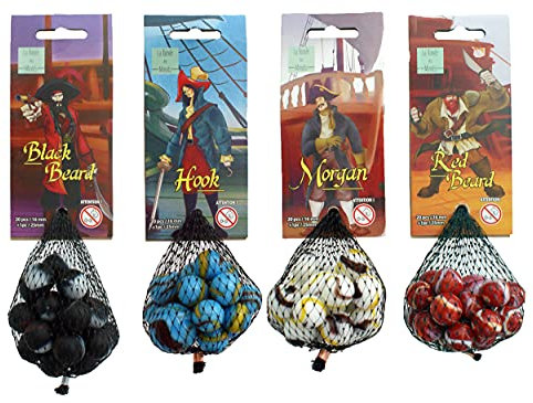 Ferry Un Sachet de 20 Billes + 1 Calot à thème pour Enfant et Cours d'école (Pirates) - (1 Sachet aléatoire Parmi Les 4 de la Collection)