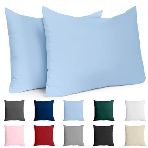 Kissenbezug 40 x 80 Renforcé Baumwolle (2er-Set) - Hellblau - Dicht gewebt mit 57 Fäden/cm² - Kissenbezug 40x80 cm - Oeko Tex Zertifiziert - Dreamzie
