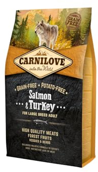 CARNILOVE Salmon & Turkey vuxen stor bröd torr hundmat – 4 kg