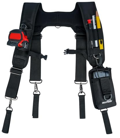 MELOTOUGH Tool Belt Suspenders Construction Bag Suspenders Padded Work belt Suspenders for Carpenter/Electrician/Roofing/Farmer work Suspension Rig(H Back)