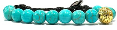 Samsara Bracciale Tibetano Turchese Celeste Regolabile Filo Cotone Cerato Perline Naturali 0,8 mm Chiusura Ottone Accessorio Uomo Donna Stile Shamballa Artigianale Unisex Design Elegante