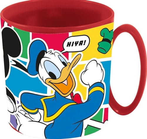 Tasse Disney Mickey Mouse Mickey Mouse en plastique rouge pour enfants, 350 ml, passe au micro-ondes