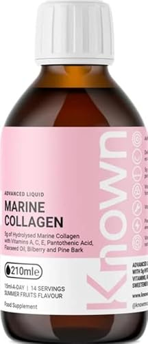 Avancerad hydrolyserad marin kollagenvätska – 5000mg kollagen, vitamin A, C – Hudstöd – Smak av sommarfrukter – 14 portioner