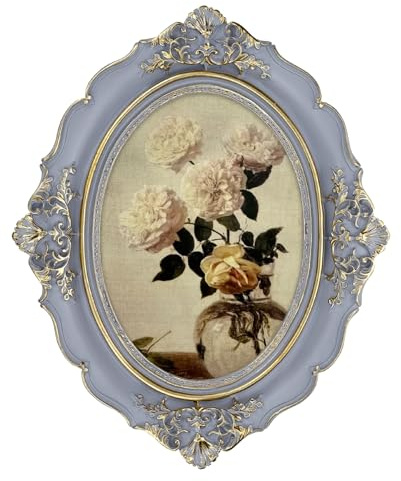 Daimix Oval Picture Frame, 5x7 Vintage Picture Frame Light Purple, Glass Front, Antique Decor for Tabletop or Wall Hanging, Vintage Wall Art