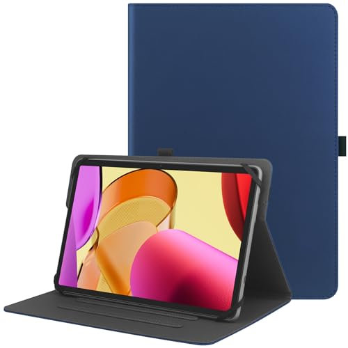 HGWALP Custodia universale per Tablet da 9-11 pollici，Multi-Viewing Angles PU Leather Stand Folio Cover con Porta Penna per 9 10.1 10.5 11 Touch screen Tablet-Navy