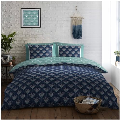 GC GAVENO CAVAILIA Poly Cotton Duvet Cover Sets, Reversible Geometric Bedding Set With Pillow Cases, Printed Bed Covers Double Bed (200x200 cm), Kaya
