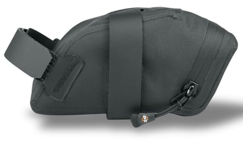 SKS GERMANY Race Saddle Bag S Satteltasche für Fahrräder (Extra leichte, aerodynamische Fahrradtasche, Spritzwasserdicht, Kürzbare Klettstraps, Zwei Innentaschen, Reflektierende Elemente), Schwarz