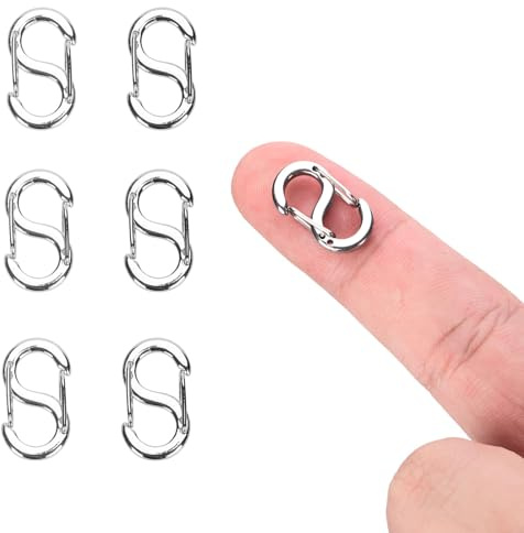 Cierres de Mosquetón con Doble Apertura,6 Acero Inoxidable Cierre de Metal Cierres de Collar Clip de Collar Cierre Acortador de Collar de Conector de Pulsera de Bloqueo en S (Plateado)