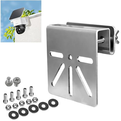 Supporto per grondaia in acciaio inox, con viti anti-ruggine, senza installazione di foratura, supporto per telecamera di sicurezza solare compatibile con Eufy Security SoloCam S340/E30