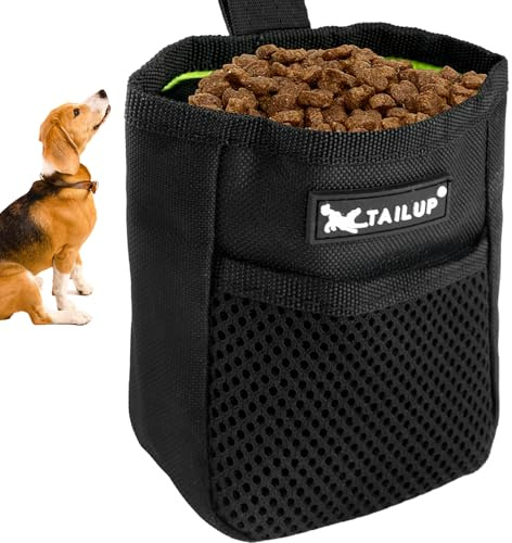 Svalor Dog Treat Pouch for Training,Treat Bags for Dog Training,600D Oxford Cloth Dog Treat Bags,Hands Free Treat Bags with Waist Belt Clip for Dog Training Walking and Travelling (Black)