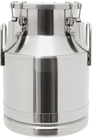 Mjölkkanna rostfritt stål, mjölkkanna med lock, rostfritt stål lufttät mjölkkanna med bärhandtag för cappuccino och latté, transportkanna och fermenter (10 l)
