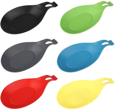 6 pcs Silicone Spoon Holders,Heat Resistant Spoon Rests Kitchen Utensils Holder for Stove Spoon Holder,Tongs,Ladles