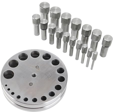 AKLOSIPY Cortador de Disco Redondo de Acero de Acero Profesional para Hacer Joyas, Formación de Metal Versátil y Herramienta de Perforación con 17 Troqueles