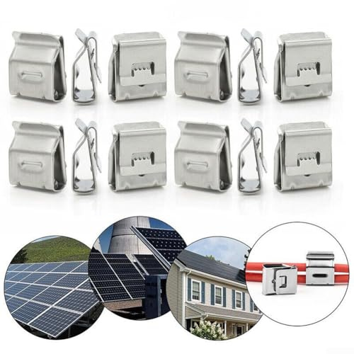 GLFLOW Brida de cable de acero inoxidable, clip de cable fotovoltaico de acero inoxidable 304 para montaje en panel solar, paquete de 20 (20 piezas)